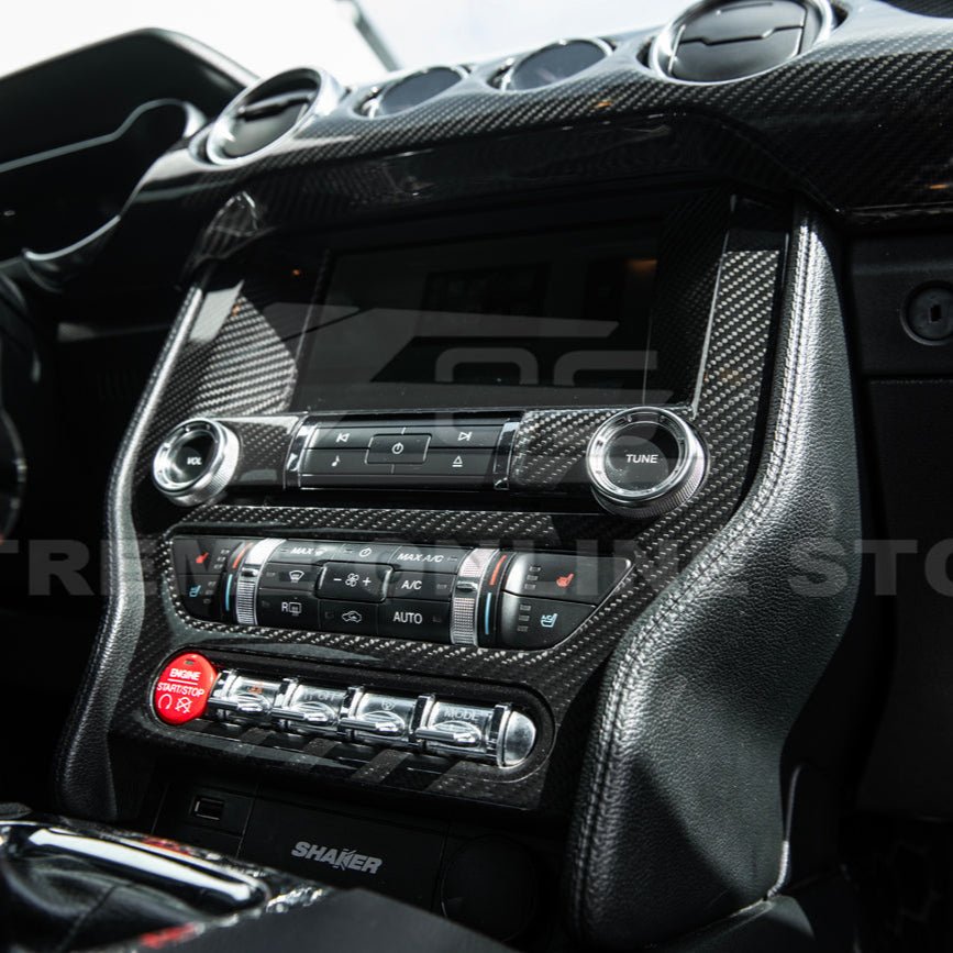 Ford Mustang S550 Factory Style Dry Carbon Fiber Center Console Control Panel Cover 2015-2023