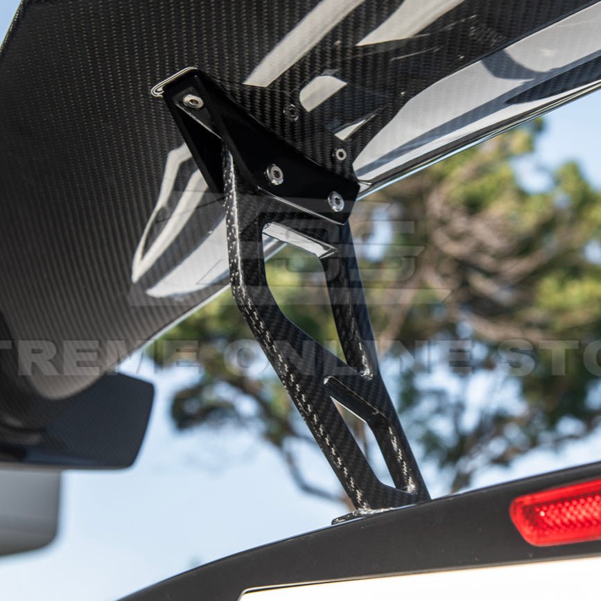 Chevrolet Corvette C7 ZR1 ZTK Style Carbon Fiber Rear High Wing Spoiler Wing Riser Kit 2014-2019