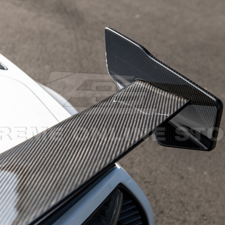 Chevrolet Corvette C7 ZR1 ZTK Style Carbon Fiber Rear High Wing Spoiler Wing Riser Kit 2014-2019