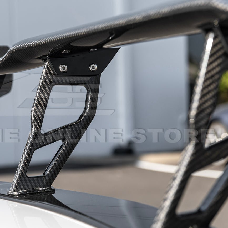 Chevrolet Corvette C7 ZR1 ZTK Style Carbon Fiber Rear High Wing Spoiler Wing Riser Kit 2014-2019