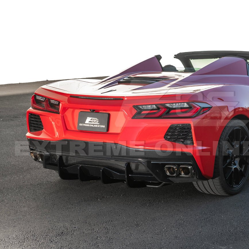 Chevrolet Corvette C8 EOS Performance Style Gloss Black Rear Bumper Add-On Diffuser Lip 2020-Up