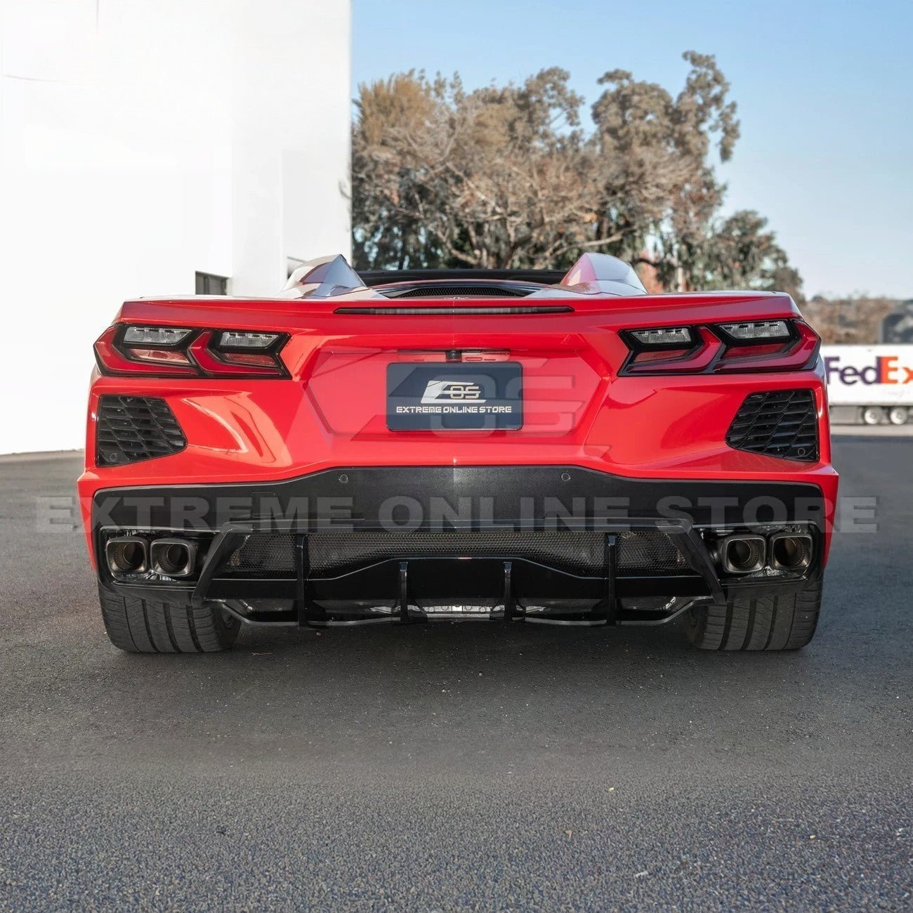 Chevrolet Corvette C8 EOS Performance Style Gloss Black Rear Bumper Add-On Diffuser Lip 2020-Up