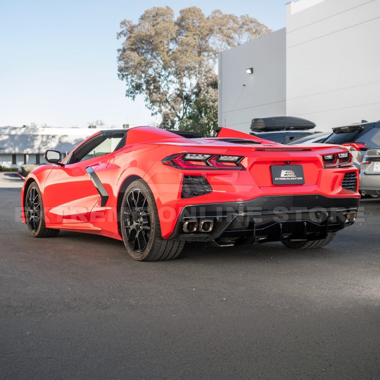 Chevrolet Corvette C8 EOS Performance Style Gloss Black Rear Bumper Add-On Diffuser Lip 2020-Up