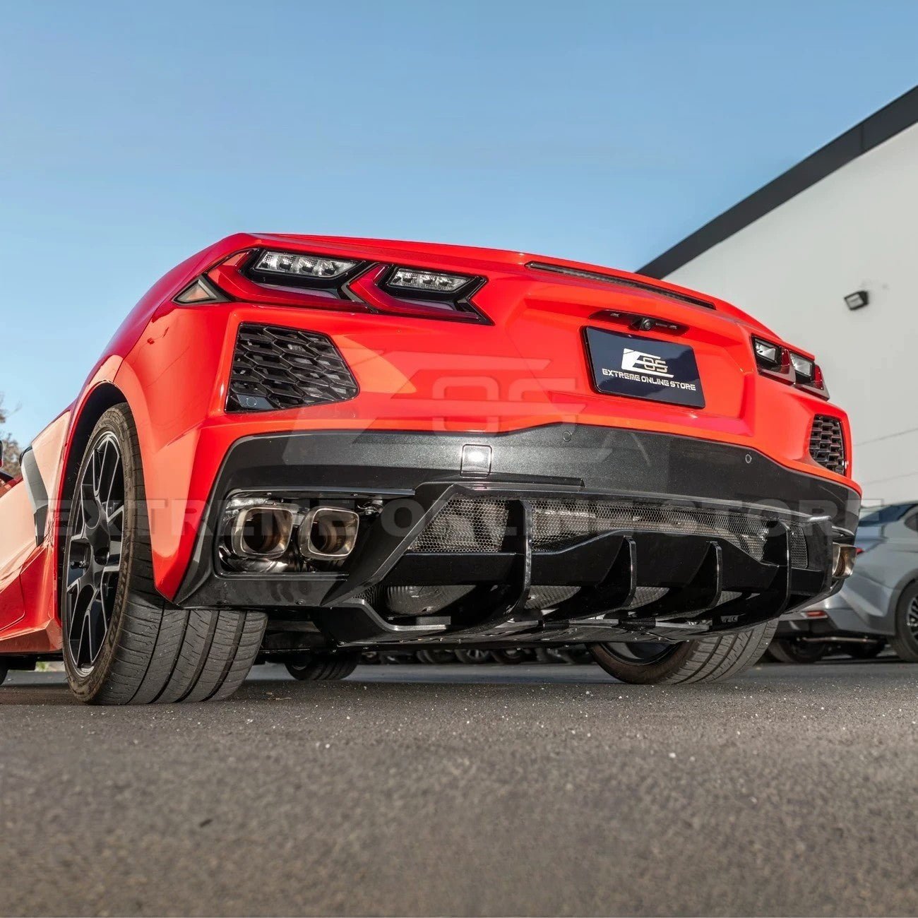 Chevrolet Corvette C8 EOS Performance Style Gloss Black Rear Bumper Add-On Diffuser Lip 2020-Up