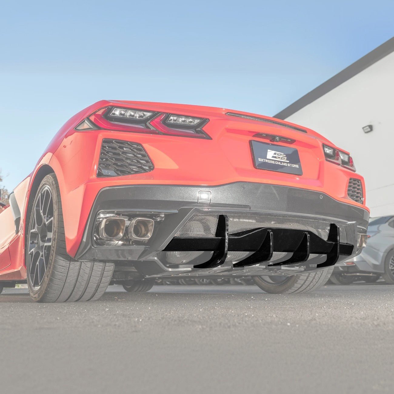 Chevrolet Corvette C8 EOS Performance Style Gloss Black Rear Bumper Add-On Diffuser Lip 2020-Up