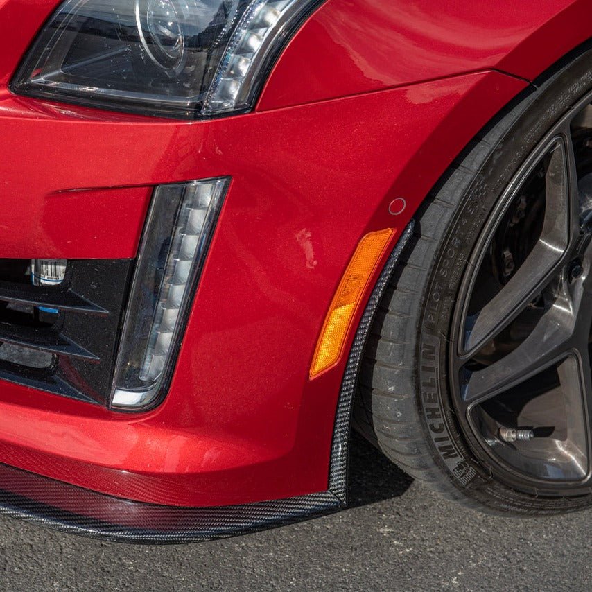 Cadillac CTS-V V3 Factory Carbon Style Dry Carbon Fiber Front Wheel Arch Splitters 2016-2019