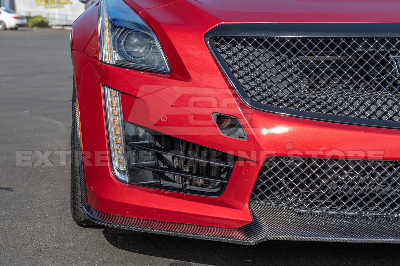Cadillac CTS-V V3 Factory Carbon Style Dry Carbon Fiber Front Wheel Arch Splitters 2016-2019