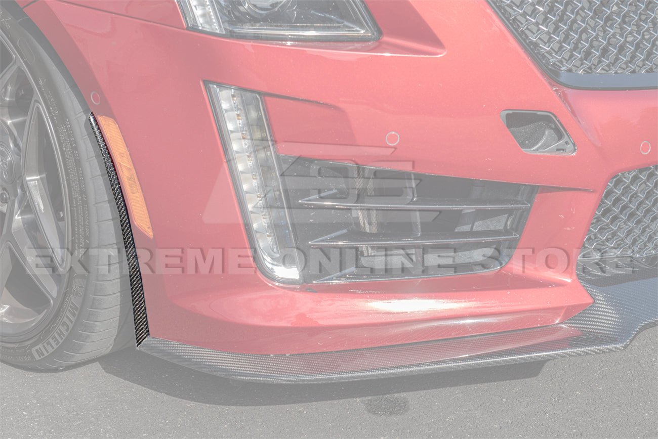 Cadillac CTS-V V3 Factory Carbon Style Dry Carbon Fiber Front Wheel Arch Splitters 2016-2019