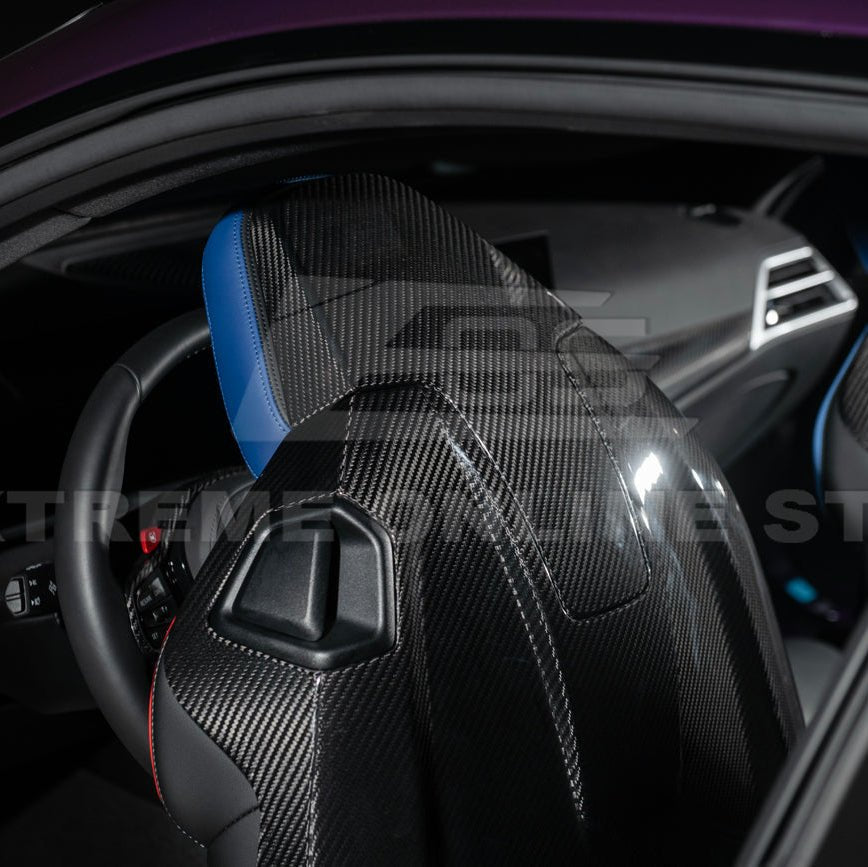 BMW G87 G80 G82 M2 M3 M4 S58 Dry CARBON FIBER Tape-On Headrest Cover Pair