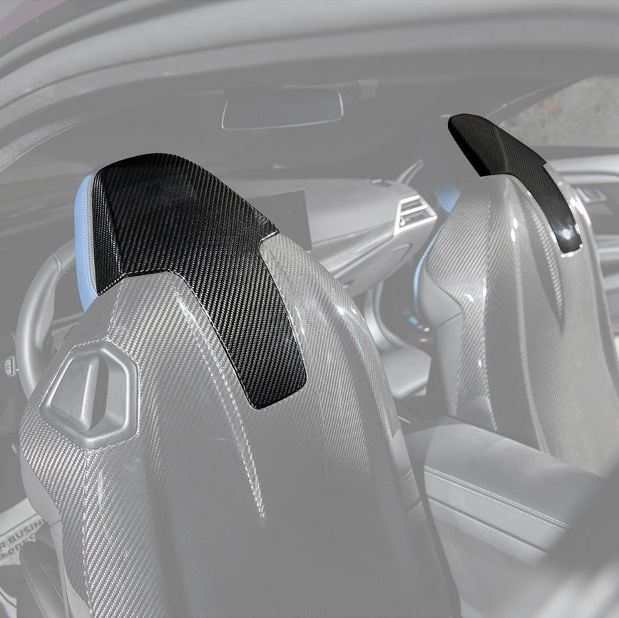 BMW G87 G80 G82 M2 M3 M4 S58 Dry CARBON FIBER Tape-On Headrest Cover Pair