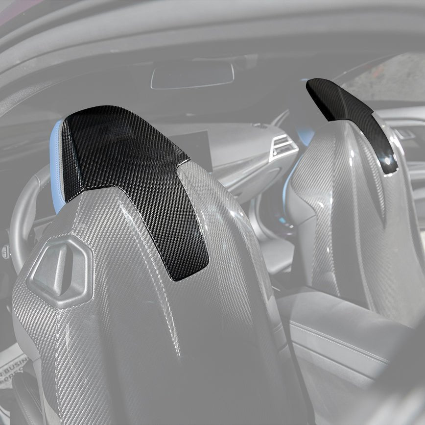 BMW G87 G80 G82 M2 M3 M4 S58 Dry CARBON FIBER Tape-On Headrest Cover Pair
