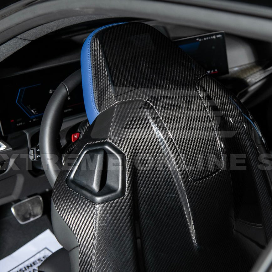 BMW G87 G80 G82 M2 M3 M4 S58 Dry CARBON FIBER Tape-On Headrest Cover Pair