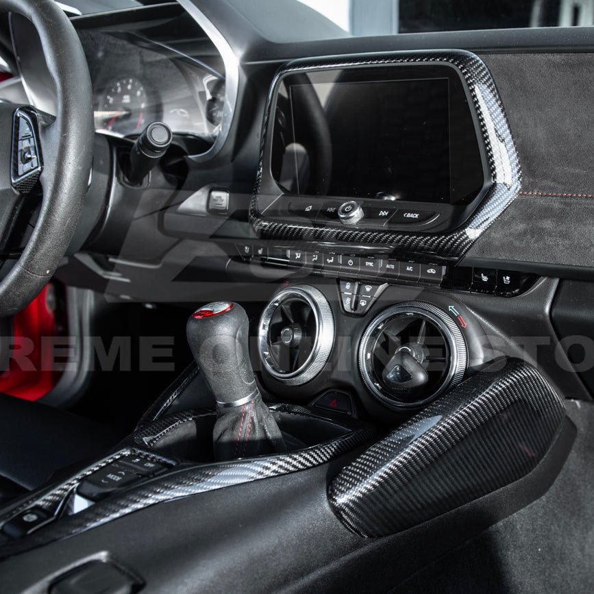 Chevrolet Camaro 6th Gen GM Factory Style Dry Carbon Fiber Dash Radio Trim Cover 2019-2024