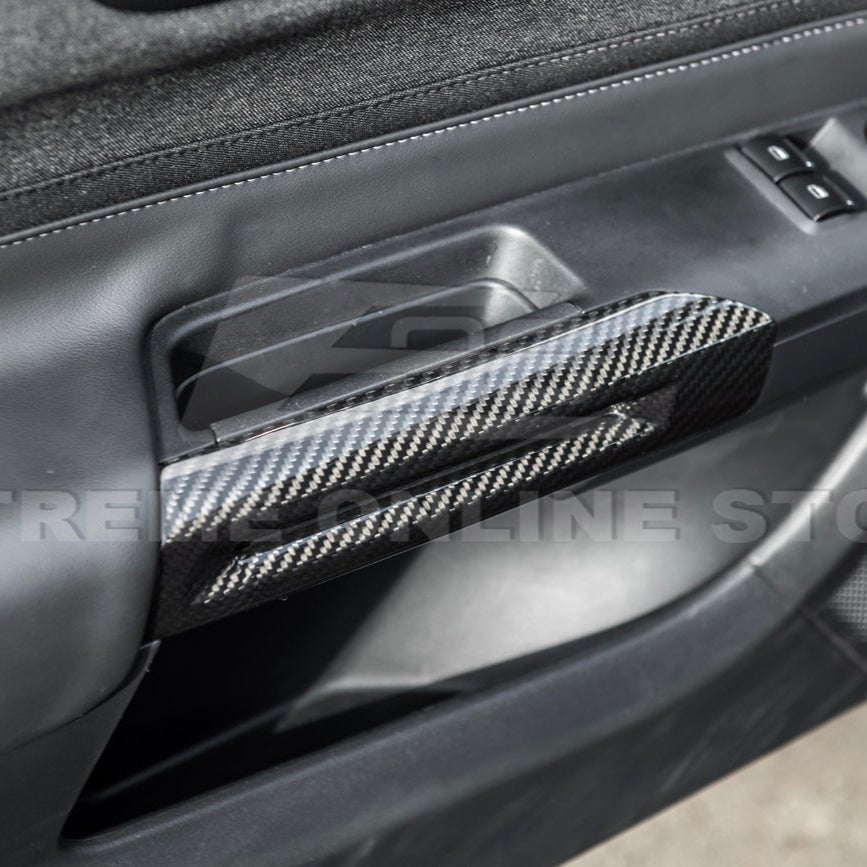 Ford Mustang S650 Factory Style Dry Carbon Fiber Side Door Armrest Panel Trim Cover 2024-Up