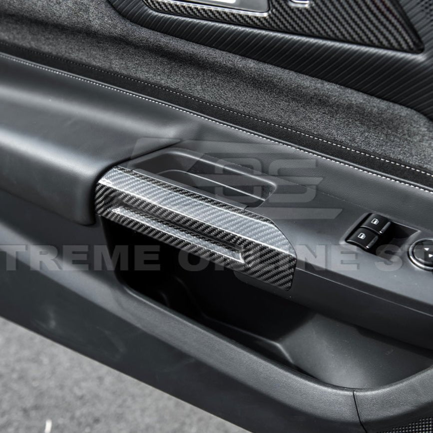 Ford Mustang S650 Factory Style Dry Carbon Fiber Side Door Armrest Panel Trim Cover 2024-Up