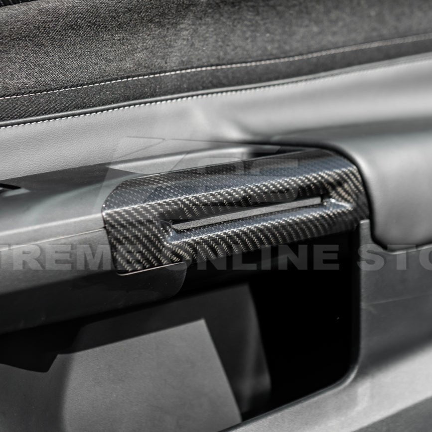 Ford Mustang S650 Factory Style Dry Carbon Fiber Side Door Armrest Panel Trim Cover 2024-Up