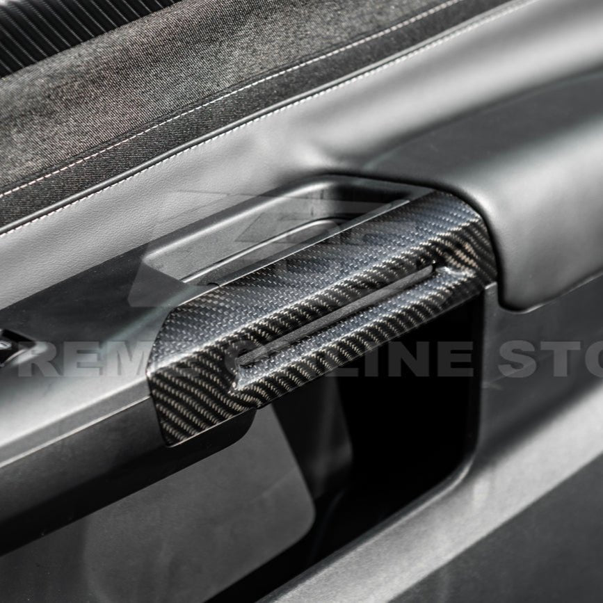 Ford Mustang S650 Factory Style Dry Carbon Fiber Side Door Armrest Panel Trim Cover 2024-Up