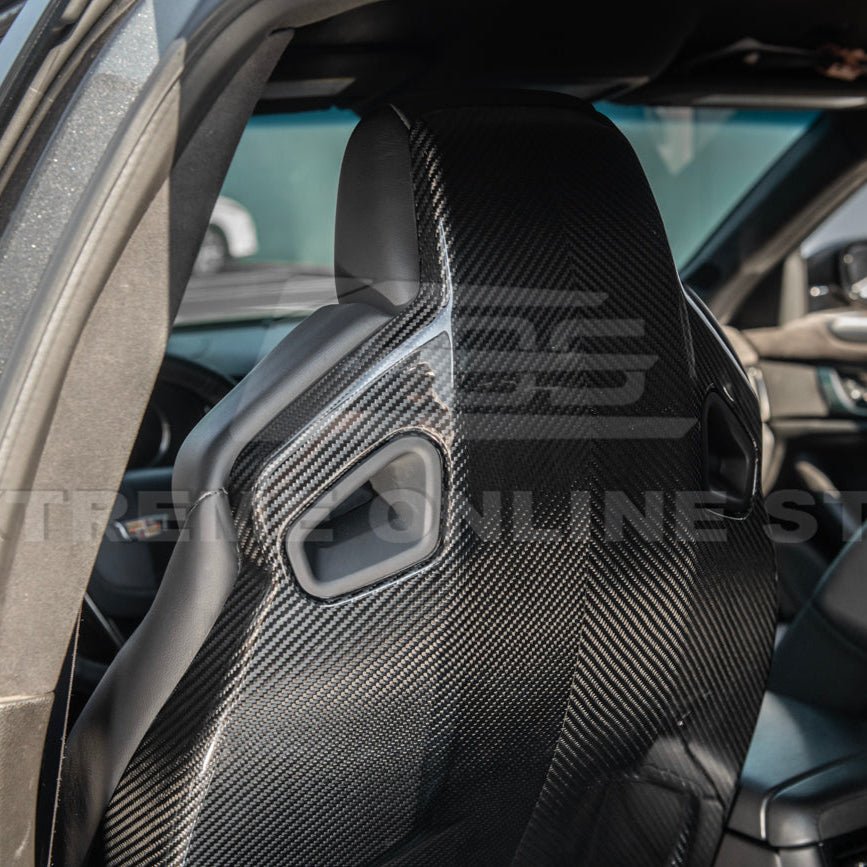 Cadillac CTS-V ATS-V Blackwing Style Dry Carbon Fiber Seat Back Cover Set 2016-2019