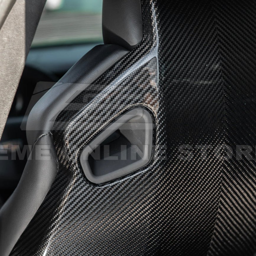 Cadillac CTS-V ATS-V Blackwing Style Dry Carbon Fiber Seat Back Cover Set 2016-2019