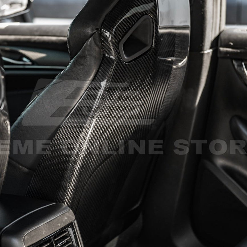 Cadillac CTS-V ATS-V Blackwing Style Dry Carbon Fiber Seat Back Cover Set 2016-2019