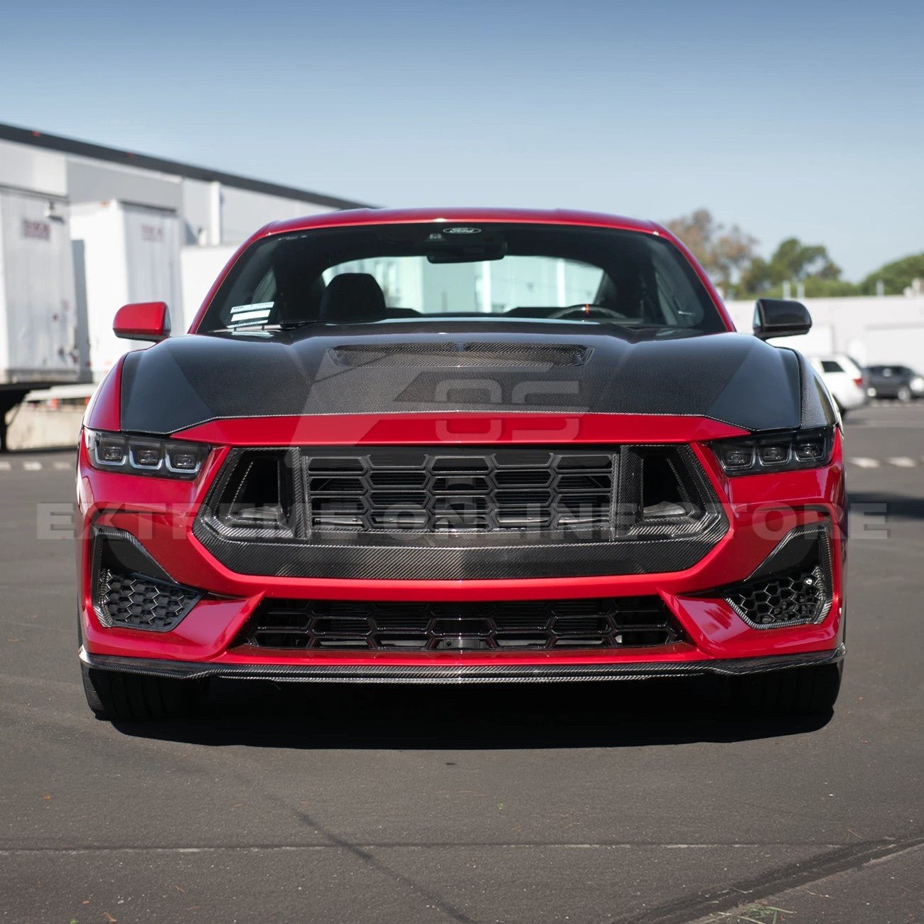 Ford Mustang S650 Factory Style Carbon Fiber Front Bumper Hood Cover 2024-Up