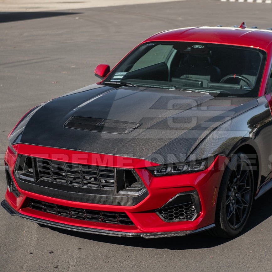Ford Mustang S650 Factory Style Carbon Fiber Front Bumper Hood Cover 2024-Up