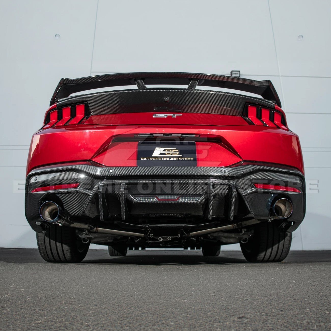 Ford Mustang S650 V2 Carbon Fiber Rear Bumper Dual Tip Diffuser 2024-Up