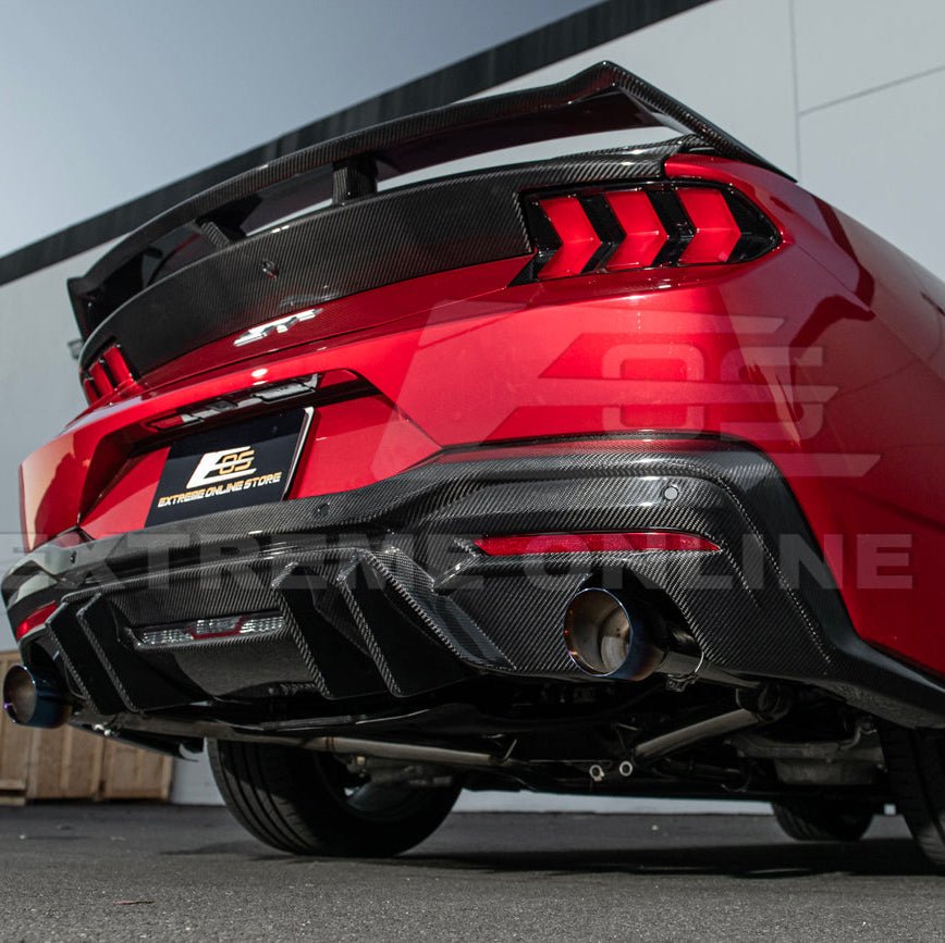 Ford Mustang S650 V2 Carbon Fiber Rear Bumper Dual Tip Diffuser 2024-Up