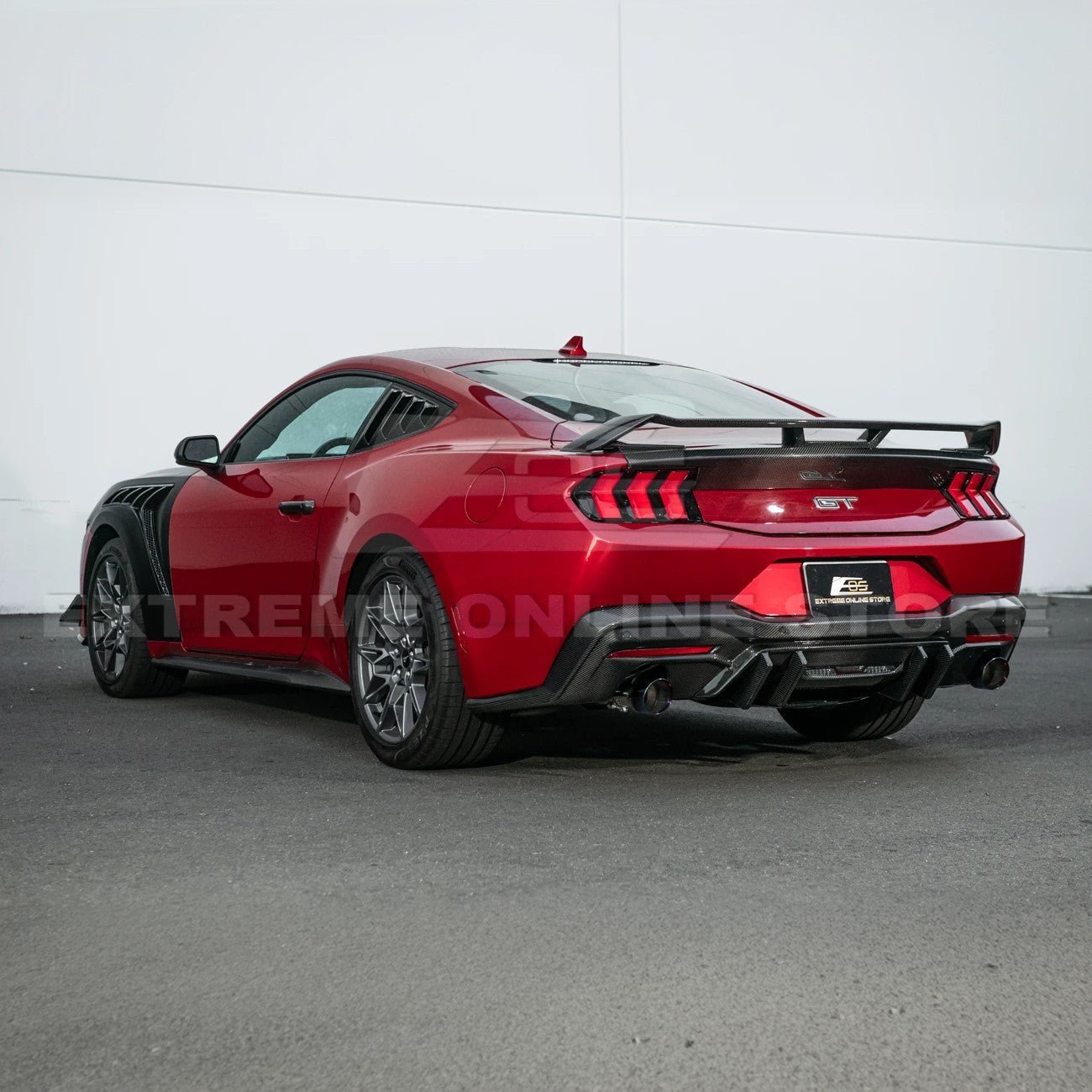 Ford Mustang S650 V2 Carbon Fiber Rear Bumper Dual Tip Diffuser 2024-Up