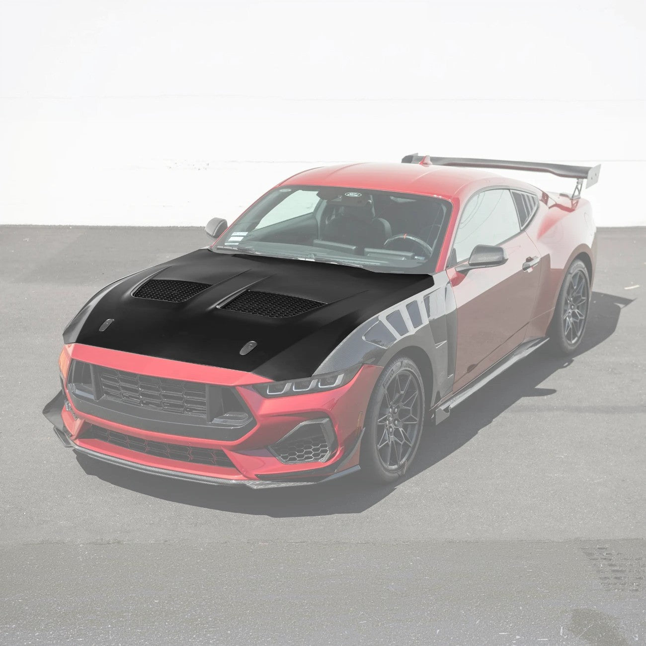 Ford Mustang S650 GTD Style Carbon Fiber Front Bumper Hood 2024-Up