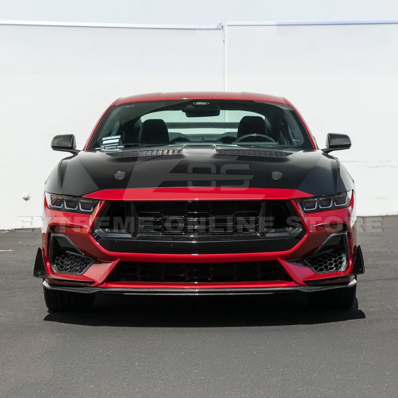 Ford Mustang S650 GTD Style Carbon Fiber Front Bumper Hood 2024-Up