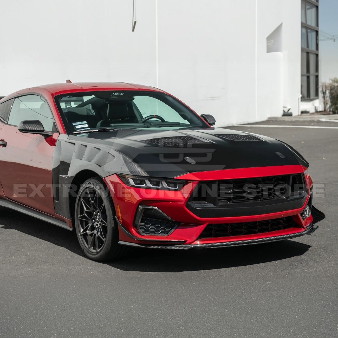 Ford Mustang S650 GTD Style Carbon Fiber Front Bumper Hood 2024-Up