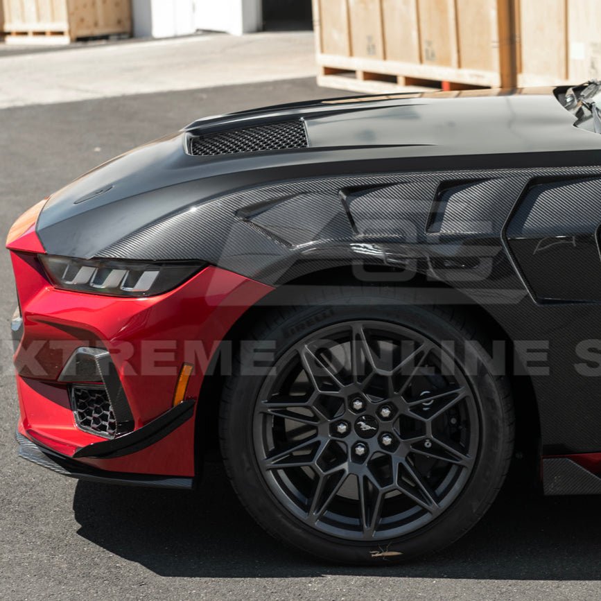 Ford Mustang S650 GTD Style Carbon Fiber Front Bumper Hood 2024-Up