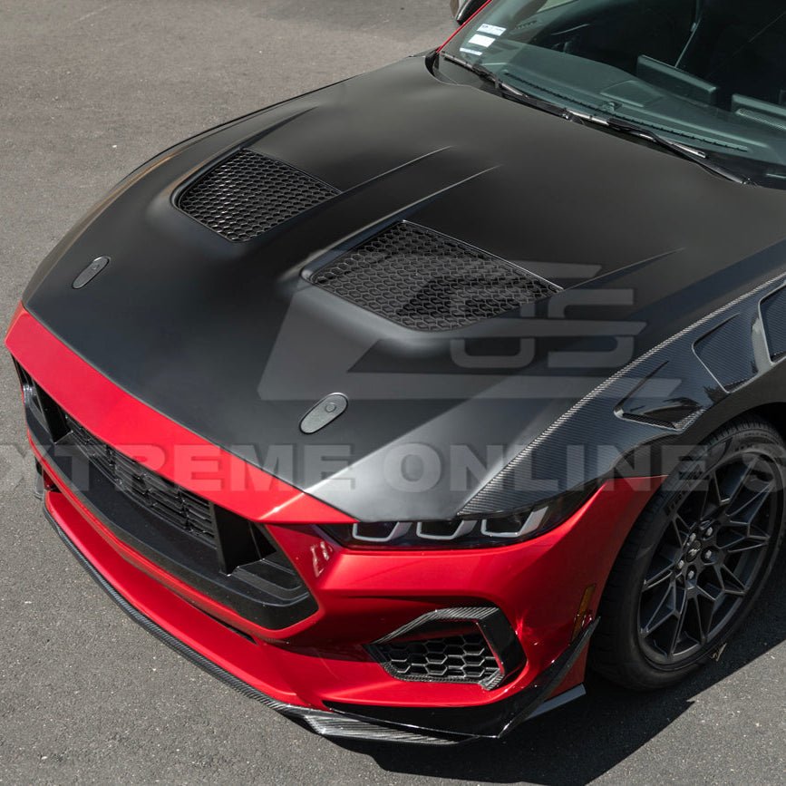 Ford Mustang S650 GTD Style Carbon Fiber Front Bumper Hood 2024-Up