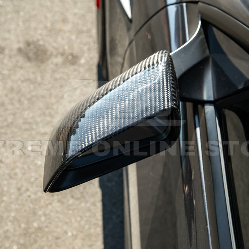 Tesla Model 3 Dry Carbon Fiber Tape On Side Mirror Cap Covers Pair 2024-Up