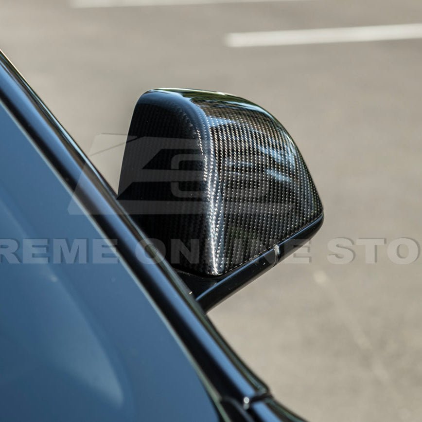 Tesla Model 3 Dry Carbon Fiber Tape On Side Mirror Cap Covers Pair 2024-Up