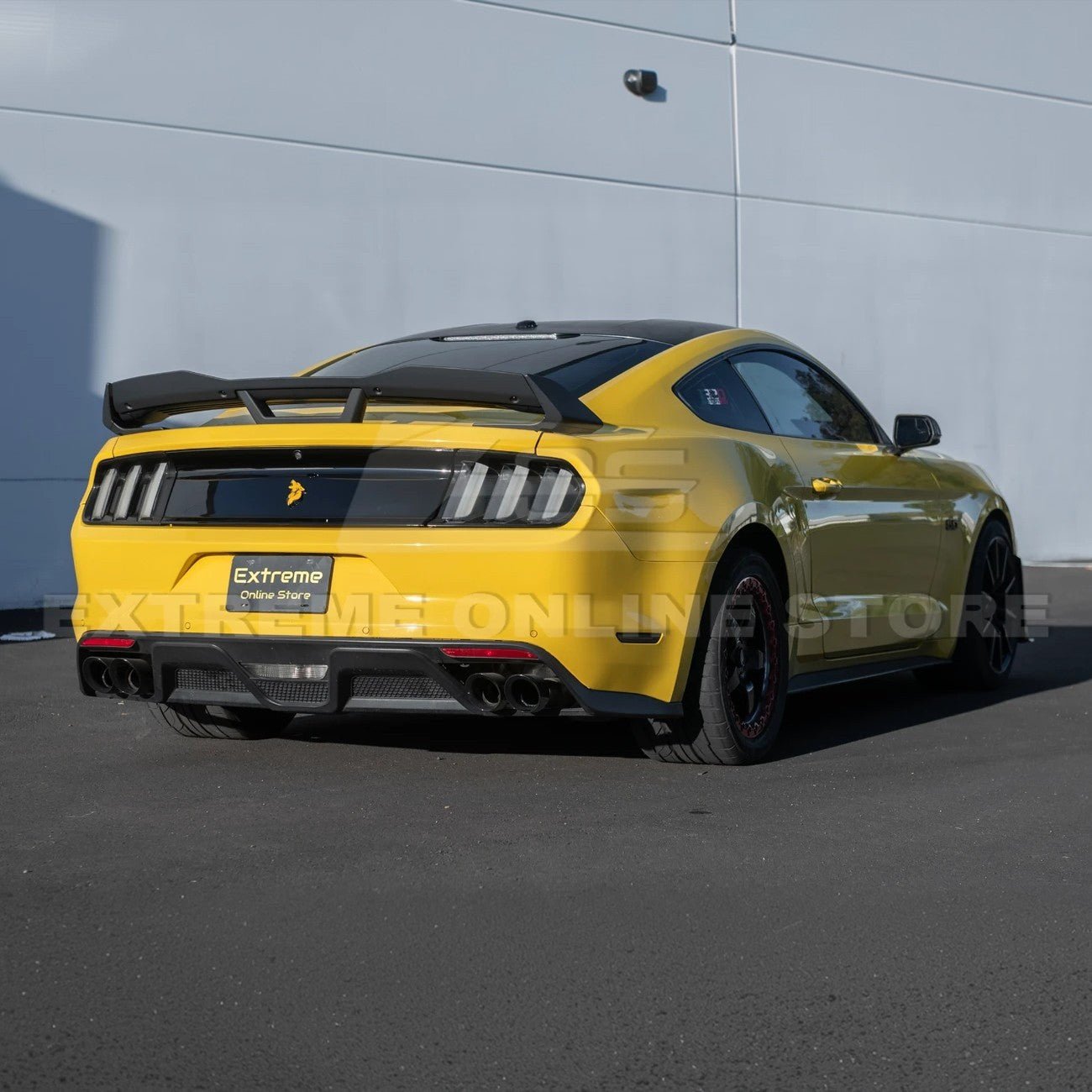Ford Mustang S550 Dark Horse Style Black Rear Trunk Lid Wing Spoiler with Wickerbill 2015-2023