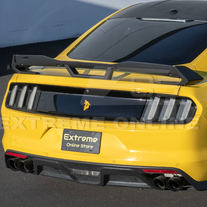 Ford Mustang S550 Dark Horse Style Black Rear Trunk Lid Wing Spoiler with Wickerbill 2015-2023