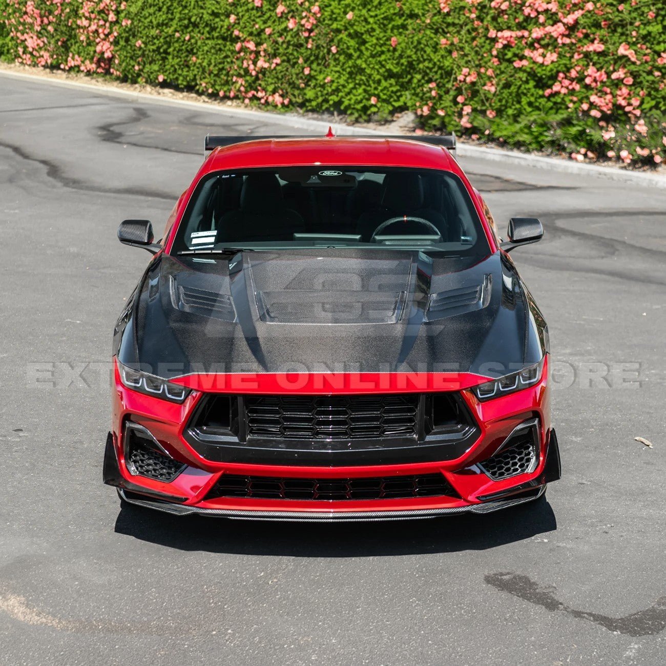 Ford Mustang S650 Super Snake Style Carbon Fiber Front Hood Vented Cover 2024-Up