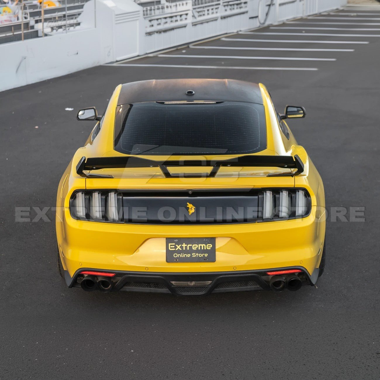 Ford Mustang S550 Dark Horse Style Black Rear Trunk Lid Wing Spoiler with Wickerbill 2015-2023
