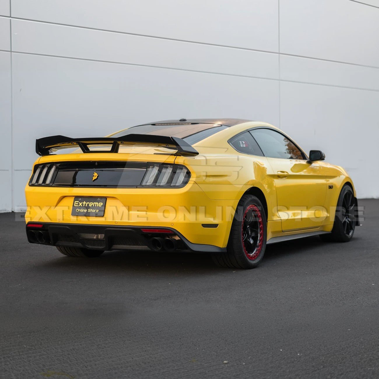 Ford Mustang S550 Dark Horse Style Black Rear Trunk Lid Wing Spoiler with Wickerbill 2015-2023