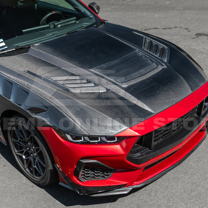 Ford Mustang S650 Super Snake Style Carbon Fiber Front Hood Vented Cover 2024-Up