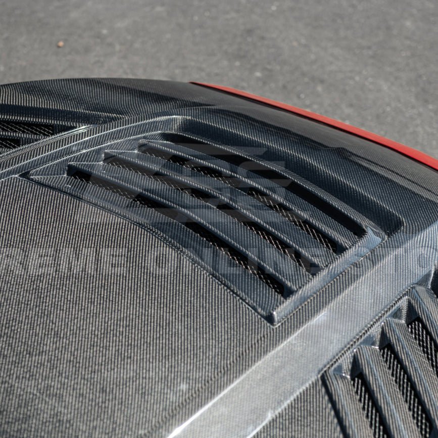 Ford Mustang S650 Super Snake Style Carbon Fiber Front Hood Vented Cover 2024-Up