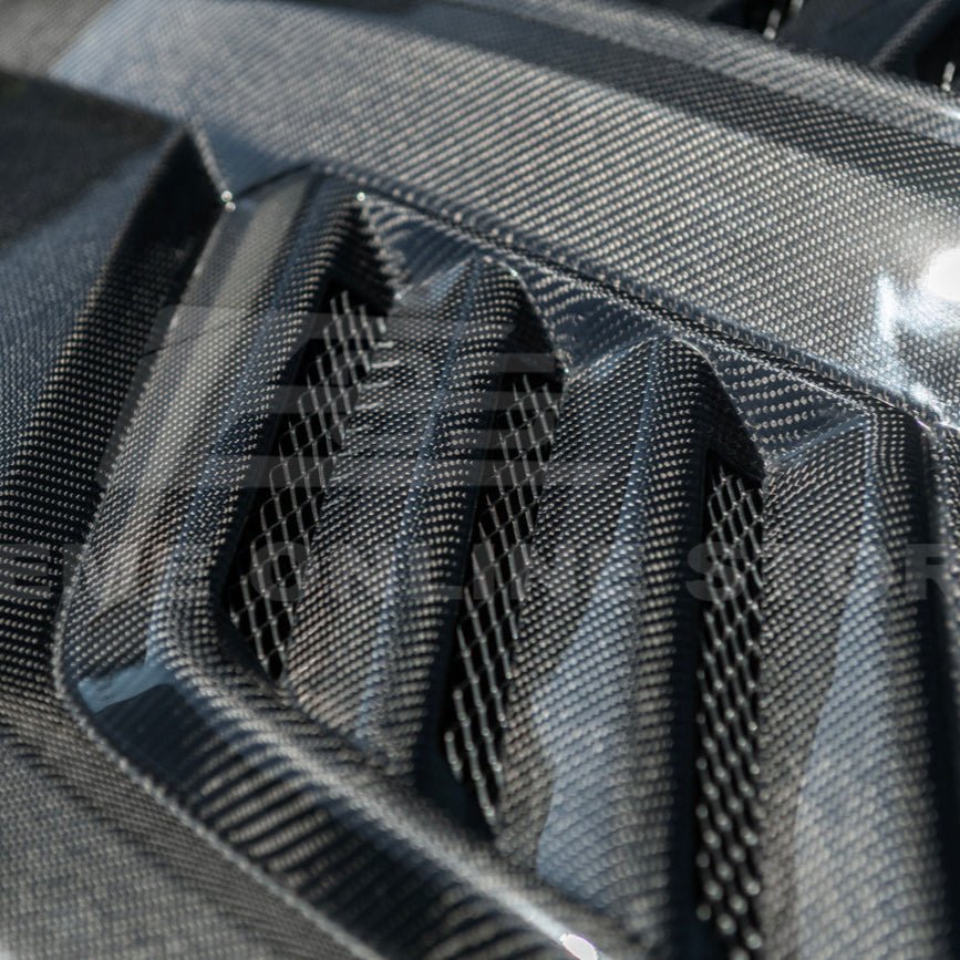Ford Mustang S650 Super Snake Style Carbon Fiber Front Hood Vented Cover 2024-Up