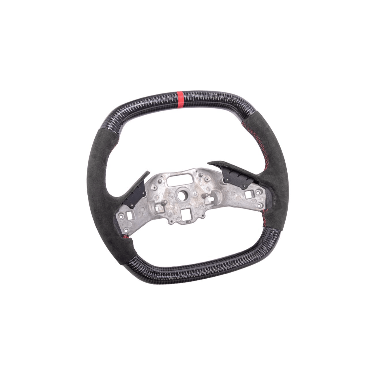 Corvette C8 CARBON FIBER Alcantara Leather Red Stripe Steering Wheel