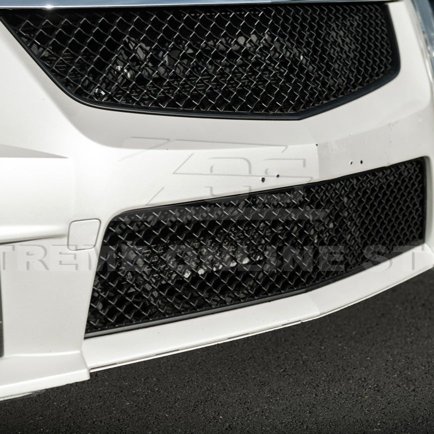 Cadillac CTS-V Diamond Mesh Badgeless Front Upper Lower Grille Set Matte Black 2009-2015