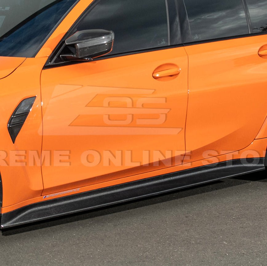 BMW G80 M3 3D Style Carbon Fiber Side Skirt Extensions 2021-Up