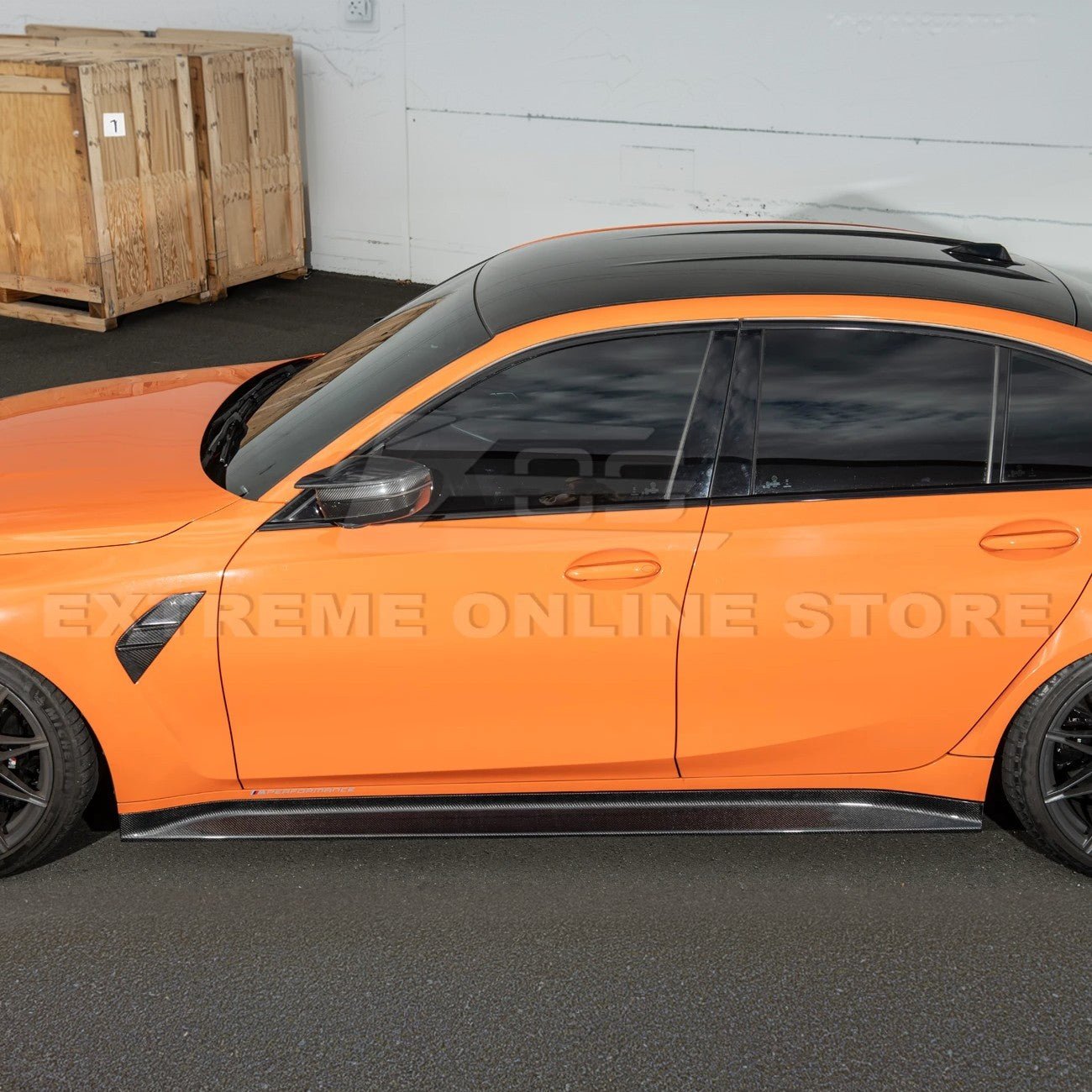 BMW G80 M3 3D Style Carbon Fiber Side Skirt Extensions 2021-Up