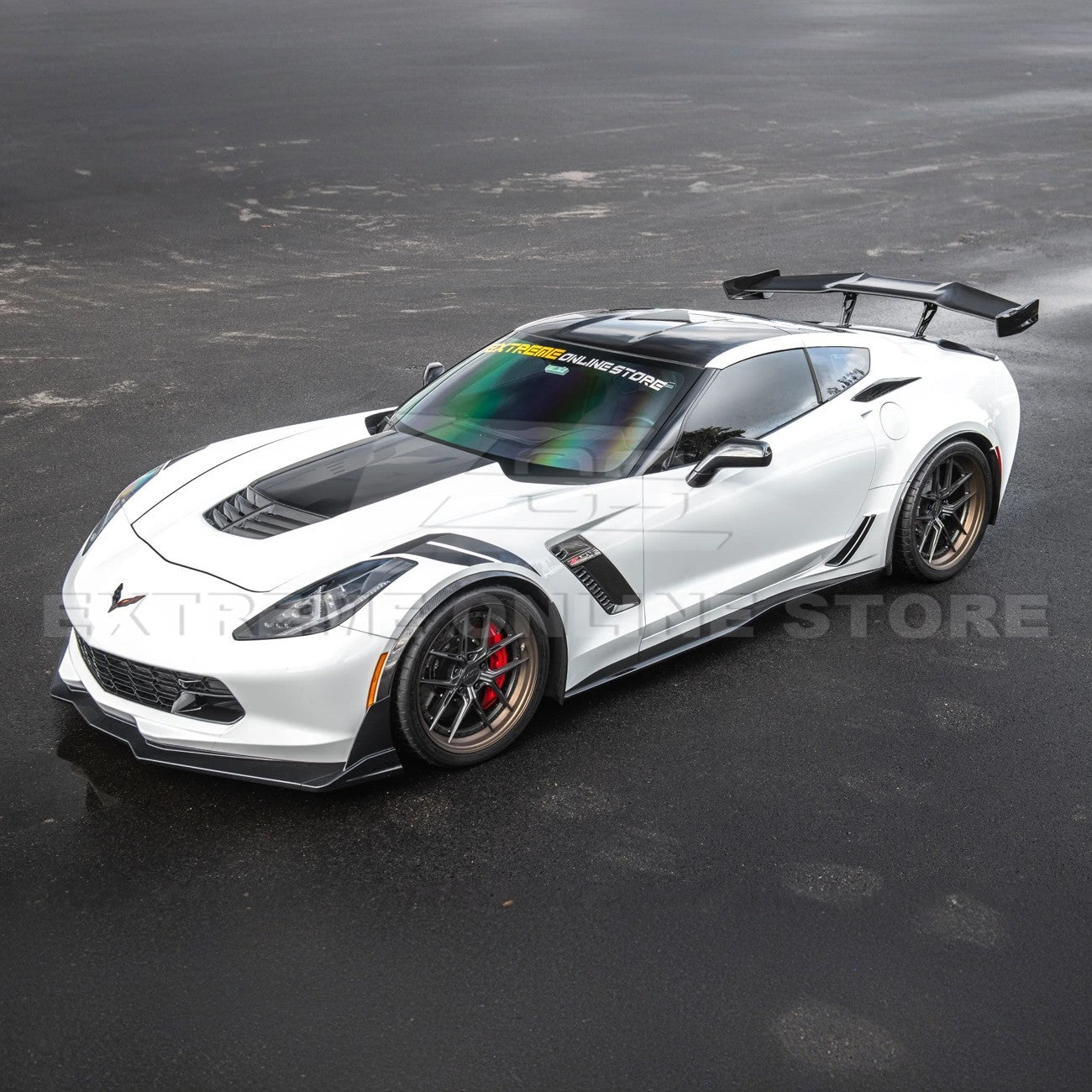 Chevrolet Corvette C7 ZR1 ZTK Style Carbon Fiber High Wing Rear Spoiler Kit 2014-2019
