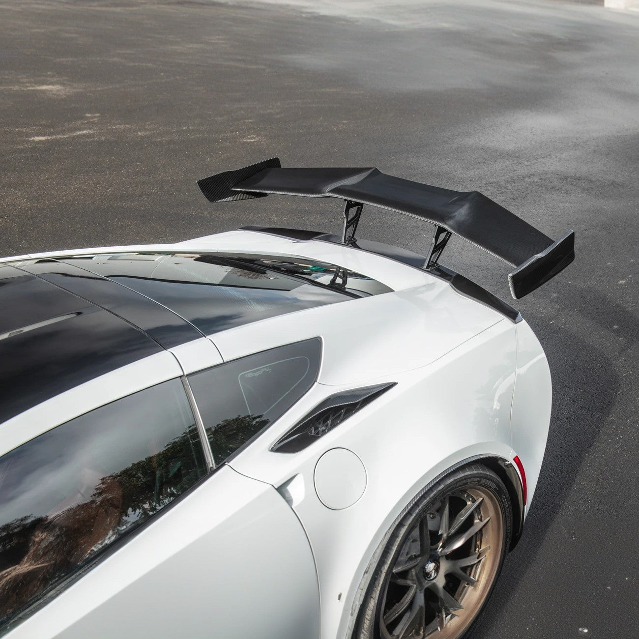 Chevrolet Corvette C7 ZR1 ZTK Style Carbon Fiber High Wing Rear Spoiler Kit 2014-2019